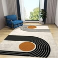 thumbnail image 1 of Modern Mid-Century Cream Living Room Rug, Nordic Boho Lines Orange Geometric Bedroom Area Rugs, Anti-Slip Backing Washable Indoor Carpet for Living Room Bedroom Study Dining Room,3x5ft, 1 of 6