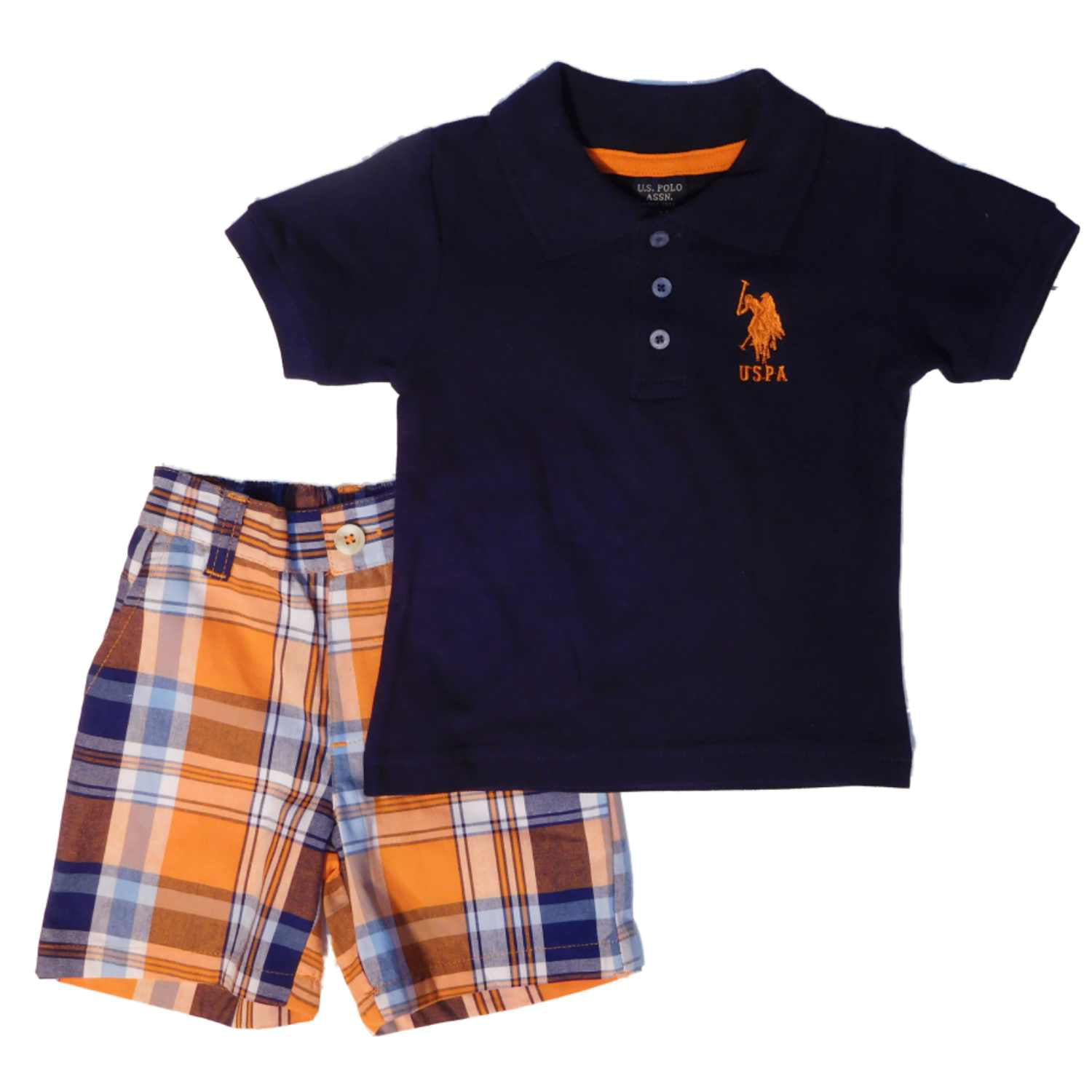 Polo Assn Baby Boys' Woven Check/Plaid Short Sleeve Romper New Carters or U.S 