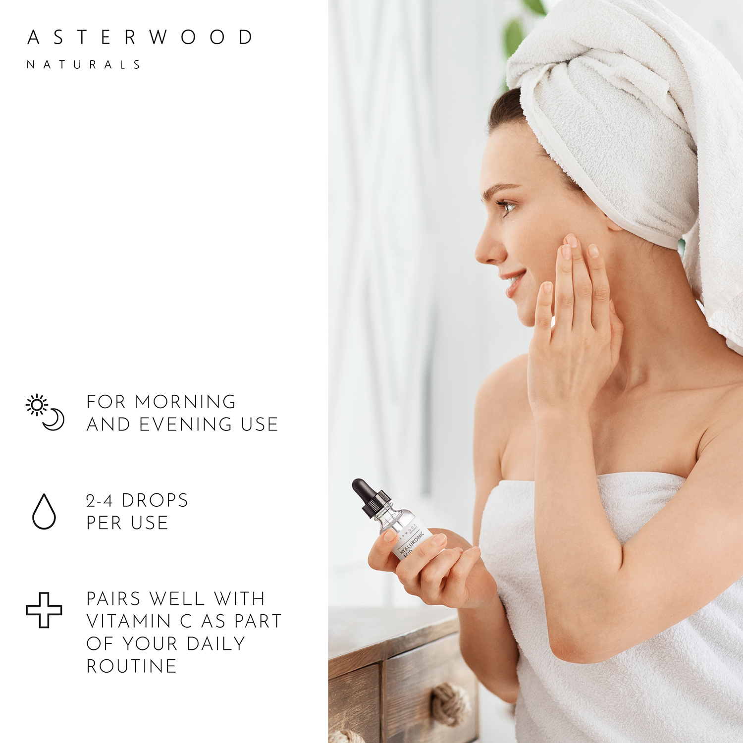 Asterwood Naturals Pure Hyaluronic Acid Serum for Face  Hydrating Plumping & Anti-Aging, 59ml/2 oz - image 4 of 4