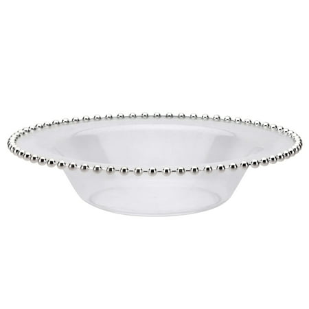 

14oz. Clear w/ Silver Beaded Soup / Salad Wedding Plastic Bowls (10 Count)