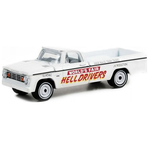 1966 Dodge D-100 Pickup Truck, White - Greenlight 30331/48 - 1/64 scale Diecast Car