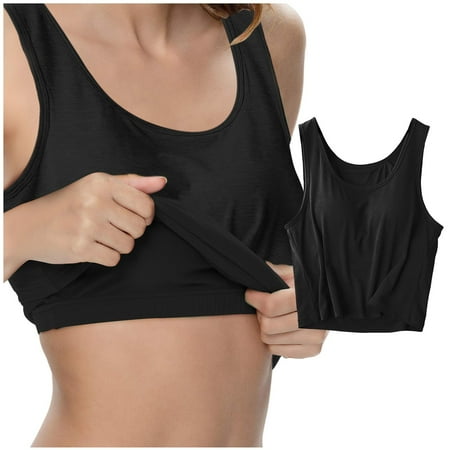 Youmylove Womens Casual Tops Solid Tank Tops With Built In Padded Bra Basic Breathable Tank Tops Comfy Basic Shirts