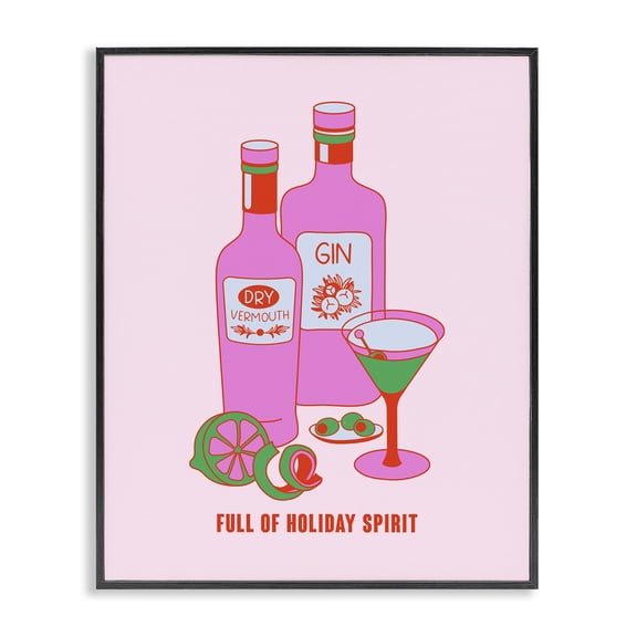 Stupell Industries Eclectic Funny Holiday Spirit Drinks Black Framed Giclee Art, 11 x 14, by House of Lulu