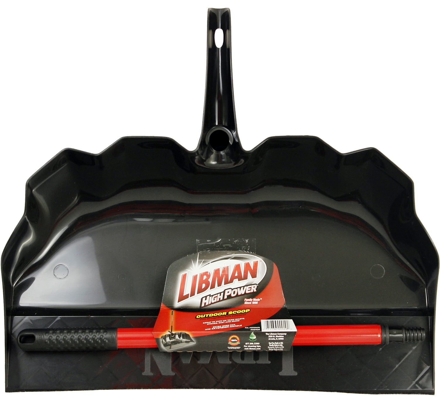 Ultra Comfort Grip Indestructible Lobby Dust Pan with 12" Wide Black Scoop 