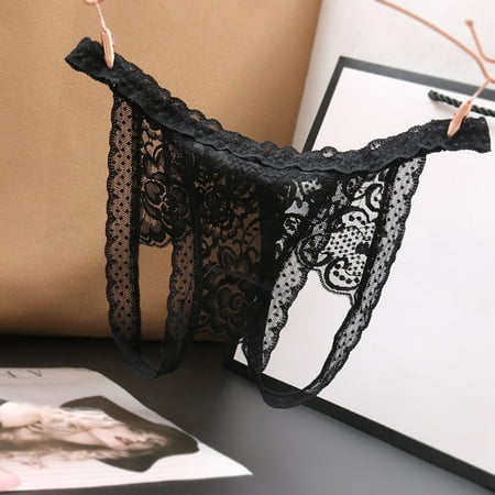 

Shiusina Women s Underpants Open Crotch Panties Low Waist Lace Briefs Underwear Black One size