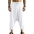 thumbnail image 3 of Daiosportswear Men's Medieval Renaissance Pants Viking Navigator Baggy Harem Pants Pirate Halloween Retro Costume Trousers White XL, 3 of 8