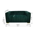 thumbnail image 5 of 62"L Velvet Channel Tufted Sofa, Modern Upholstered Couch with Metal Legs and Pillows, Traditional Chesterfield Loveseat Sofa for Bedroom, Office, Living Room, Dark Green, 5 of 9