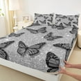 thumbnail image 4 of Feelyou Romantic Butterfly Animal Twin Sheet Sets, Fashion Bling Stars Twin Fitted Sheet, Chic Sequin Print Grey Flat Sheet, Breathable Home Decor, 3 Pieces, 4 of 8