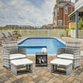 thumbnail image 3 of Ktaxon 5 Piece Rattan Patio Furniture, Wicker Conversation Set with Ottoman for Backyard Lawn Garden Porch, Patio Set with Cozey Cushion, Graying Cane, 3 of 9