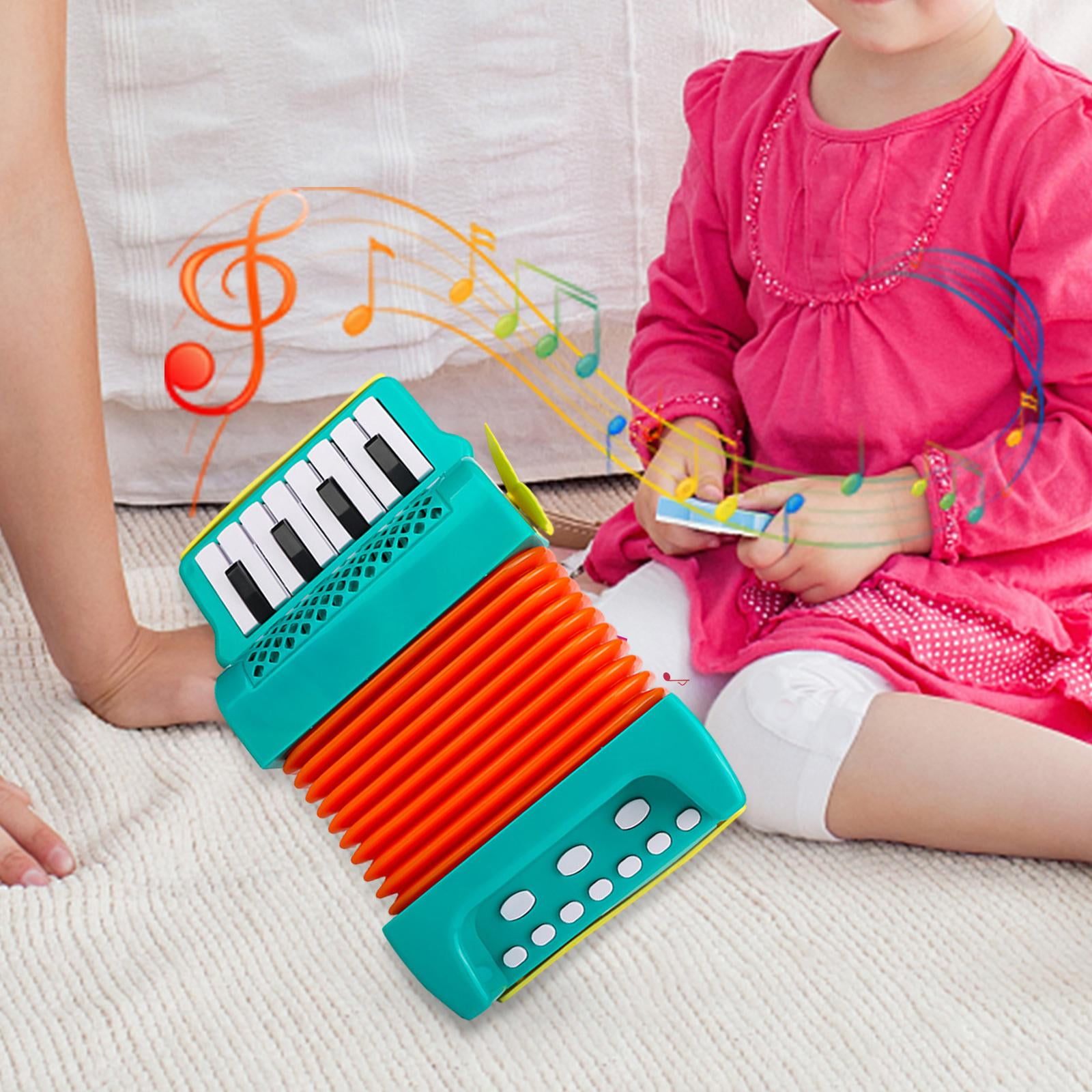 LeeQinersw 10 Keys 8 Bass Piano Accordion Educational Toys Early Childhood Development Kids Green
