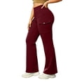 thumbnail image 2 of MMJ Plus Size Cargo Pants for Women Flare Leg High Waist Fleece Lined with Pockets Stretch Casual Trousers Full Length Comfortable Warm Outdoor Hiking Travel, 2 of 8