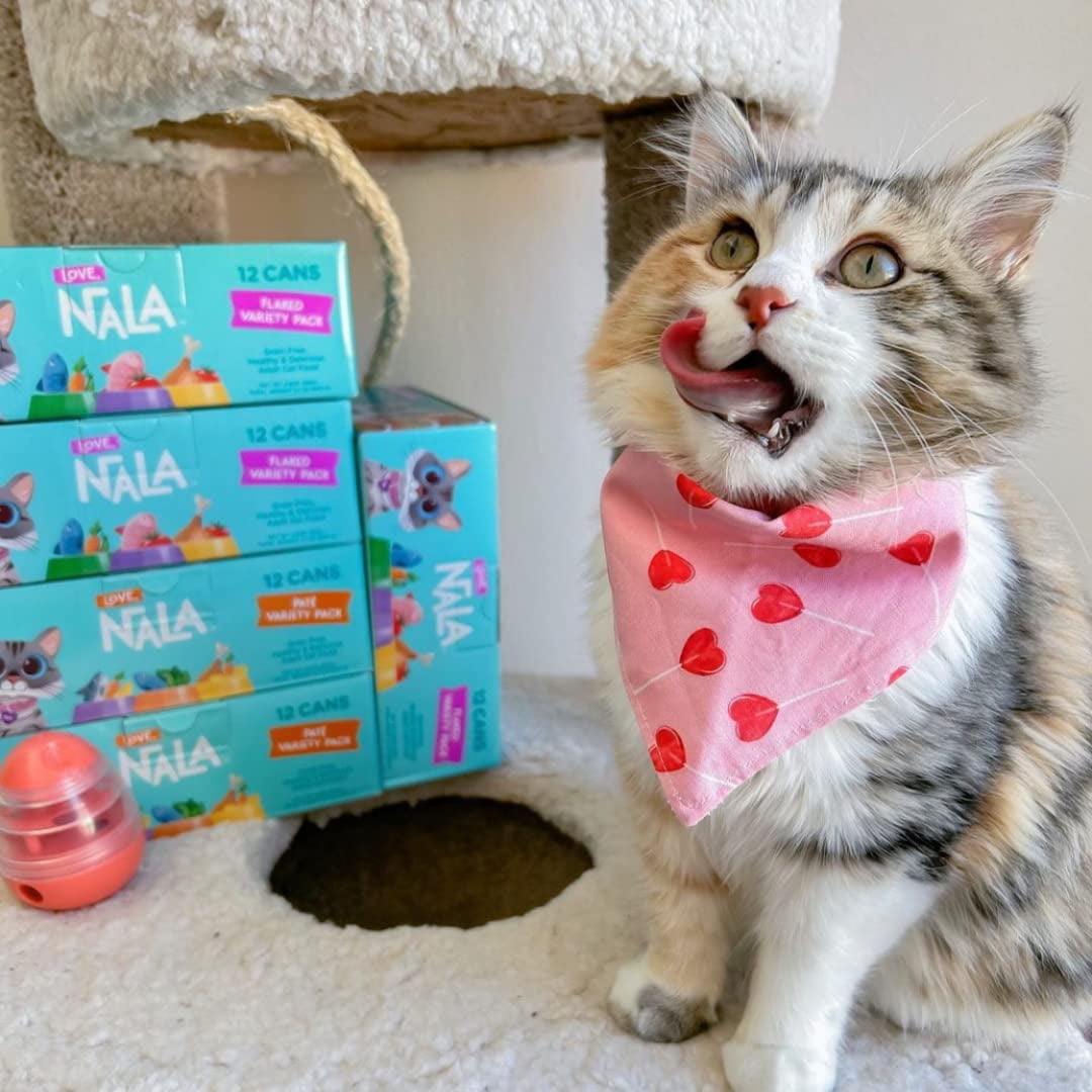 LOVE, NALA - Natural Adult Cat Wet Food - FLAKED Variety Pack - Salmon, Tuna, Chicken - Grain Free, Non-GMO, Lean Protein, Omega 3, Digestive Fiber Blend, Added Minerals & Vitamins - 12 Pack 2.4 lbs.