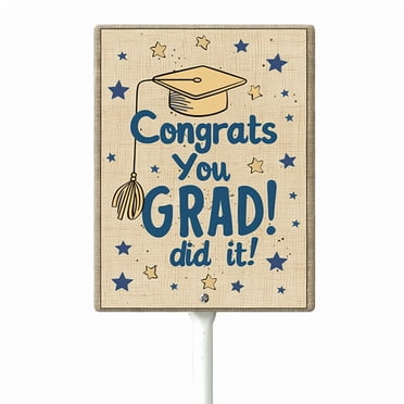 Eveokoki Congrats Grad You Did It Decorative Signage, 4.6x6 Inch Aluminum Graduation Lawn Sign with Stakes, Waterproof for Outdoor Garden Decorations Supplies