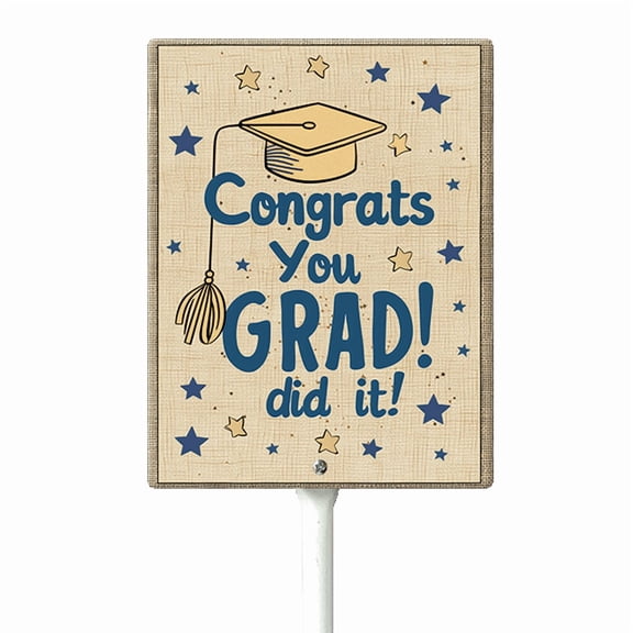 Eveokoki Congrats Grad You Did It Decorative Signage, 4.6x6 Inch Aluminum Graduation Lawn Sign with Stakes, Waterproof for Outdoor Garden Decorations Supplies