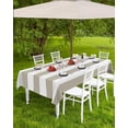 thumbnail image 3 of Outdoor Tablecloth with Umbrella Hole and Zipper Classical Stripe Rectangle Tablecloths 60x84 Waterproof Outside Table Cloths Khaki Patio Table Cloth Cover for Outdoor Tables Picnic Garden Party, 3 of 6