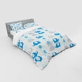 thumbnail image 2 of Ambesonne Cartoon Bedding Set 4 Pcs, Elephants with Motifs, Queen, Grey Blue, 2 of 2