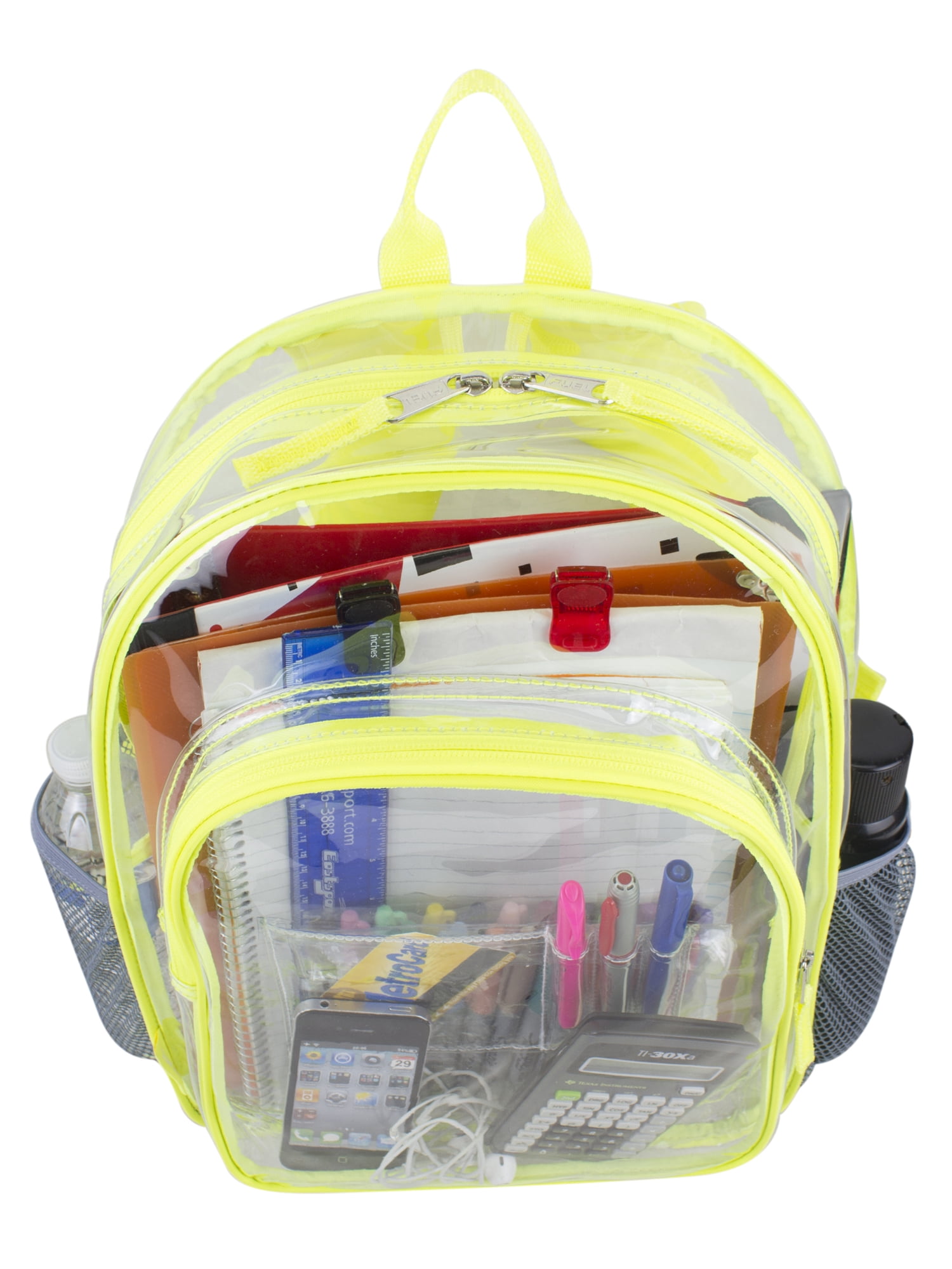 Fuel Unisex Clear Backpack and Drawstring Bundle, Citrus Yellow