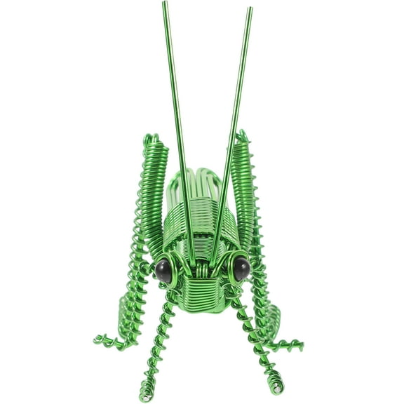 Amosfun Realistic Green Grasshopper Figurine Made of Aluminum for Insect Study and Ornament