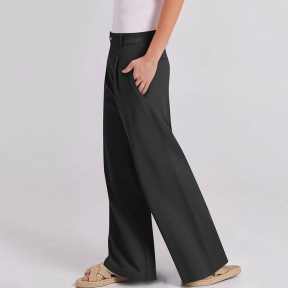 Weiqiqre Women's Pants Summer Palazzo Pants Drawstring Waist Wide Leg Lightweight Beach Trousers with Pockets
