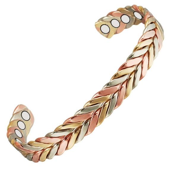 Wollet Magnetic Cuff Copper Bracelet for Men and Women, Adjustable 6.5in