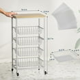 thumbnail image 6 of Snack Cart, 5-Tier Kitchen Carts on Wheels with Storage,Fruit Basket Stand with Pull-Out Baskets and Wood Top,Kitchen Organizer for Fruit Vegetable Snack (Oak Beige), 6 of 18