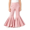 thumbnail image 2 of TIREOW Toddler Baby Girls Bell Bottom Pants Elastic Waist Solid Color Oversize Hem Flare Pants Soft Knit Flare Trousers, 2 of 7