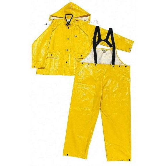 Onguard Industries Medium Yellow Webtex PVC And Non Woven Polyester 3 Piece Rain Suit (Includes Jacket With Front Snap Closure, Detached Hood And Bib Pants With No Fly)