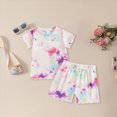 thumbnail image 2 of Toddler Girl 2T 3T 4T 5T Summer Outfits 2Pcs Clothes Floral Print Short Sleeve Tee Casual Knit Shorts Set Kaprioy, 2 of 6