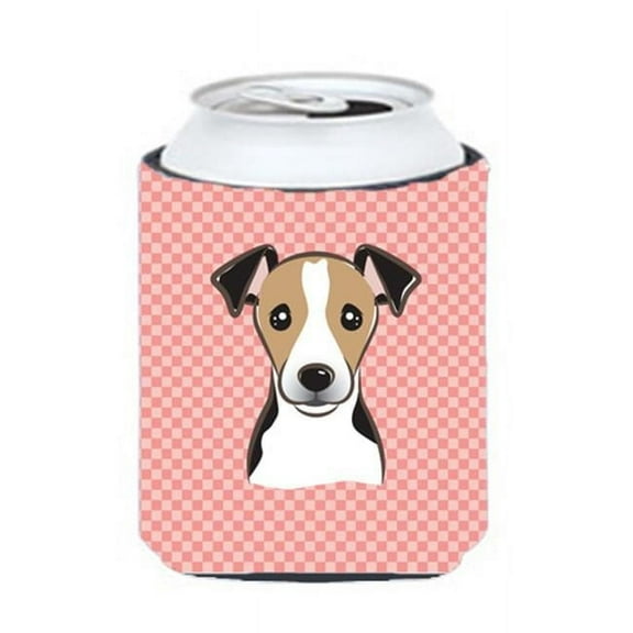 Carolines Treasures BB1261CC Checkerboard Pink Jack Russell Terrier Can Or Bottle Hugger- 12 Oz.