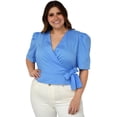 thumbnail image 1 of Blusa con moño Roman Fashion 0914 Azul Talla Extra 38, 1 of 6