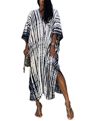 Bsubseach Women Beach Kaftan Dresses Plus Size Cover ups Casual Summer ...