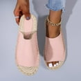 thumbnail image 4 of Anuirheih Slip on Sandals Women,Women Summer Casual Sewn Fisherman's Flat Bottomed Hand Woven Rope Bottom Slippers(Pink), 4 of 9