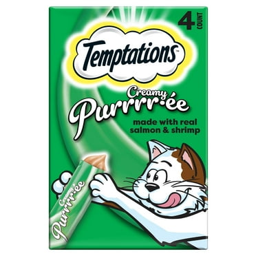 Temptations Creamy Puree Mixups Seafood Medley Flavor Dental Treats for Cats, 1.7 oz Pouches (4 Pack)