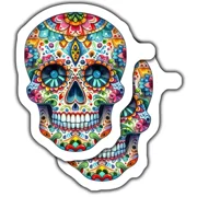 Colorful Sugar Skull Stickers, Skull Art Decals, Day Of The Dead Decor, Ckindle Sticker, Stickers For Tablet, College Gift, Scrapbook Stickers, Gratitude Stickers, Quote Stickers