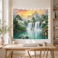 thumbnail image 5 of Waterfall Mountain Landscape in Misty Sunset, Serene Japanese Inspired for Nature Lovers, Scenic Wall Art, Housewarming Gift Tapestry Wall Hanging for Bedroom and Living Room, 5 of 7