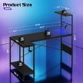 thumbnail image 5 of RSPGAME 57 Inch Gaming Desk featuring RGB LED Lights & Extra Large Space, Reversible L-Shaped PC Desk with Hook, Cup Holder & Display Shelf Hutch, Computer Desk, Carbon Fiber Black, 5 of 9