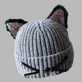thumbnail image 2 of AWZXDE Cute Animal Themed Knit Hat For Toddlers Toddler Hat Cat Ears Design Kids Winter Hat Warm Soft Yarn For Boys And Girls Grey, 2 of 3