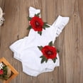 thumbnail image 4 of Qiylii Baby Girl Bodysuit 3D Flower Sleeveless Ruffle Summer Cool Romper, 4 of 5
