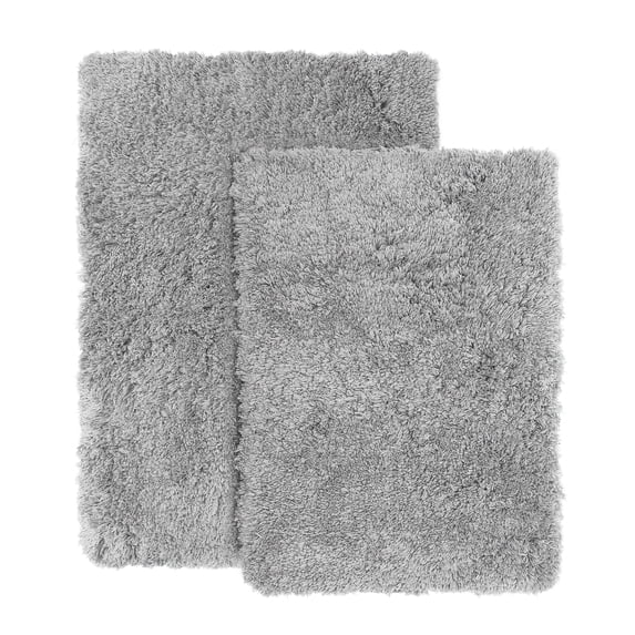 Nestl Super Soft Shaggy Bath Rug, Absorbent Bathroom Rug, Small and Medium, Silver