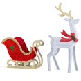 thumbnail image 4 of iCapeson 5ft Lighted Christmas Reindeer and Sleigh Outdoor Decor with 448 LED Lights, Holiday Yard Decoration for Front Porch, Includes Ground Stakes & Zip Ties, Red & White, 4 of 8