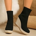 thumbnail image 3 of Pandaie Ankle Boots for Women Stretch Knitted Platform Wedge Heel Sock Booties Pull on Round Toe High Heels Dress Short Boots Black 6, 3 of 8