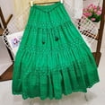 thumbnail image 2 of Women's Lace Style Elastic Waistband Skirt, Lace Embroidery And Eye Hole Design, Adjustable Drawstring, Flowing Layered A-line Skirt, 2 of 9