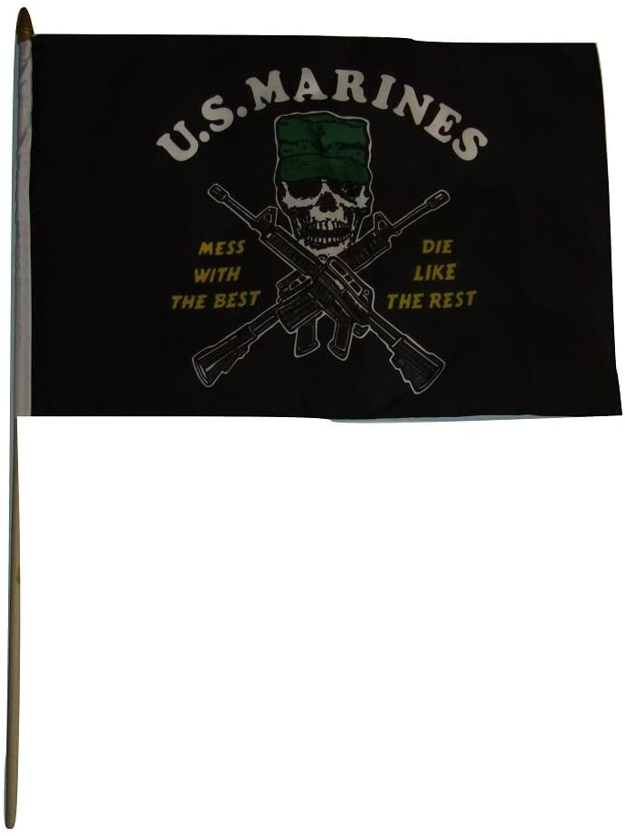 12x18 12"x18" Wholesale Lot of 12 USA EGA Marines American Stick Flag wood staff 
