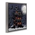 thumbnail image 3 of Stupell Industries Creepy Haunted Halloween House Holiday Painting Gray Floater Framed Canvas Art Print Wall Art, 25 x 25, 3 of 9