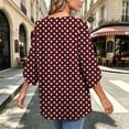 thumbnail image 5 of Maplenight Long Blouses for Women Slit 3/4 Sleeve Polka Dot Tunic Tops Relaxed Fit Business Office Dressy Blouses, 5 of 7