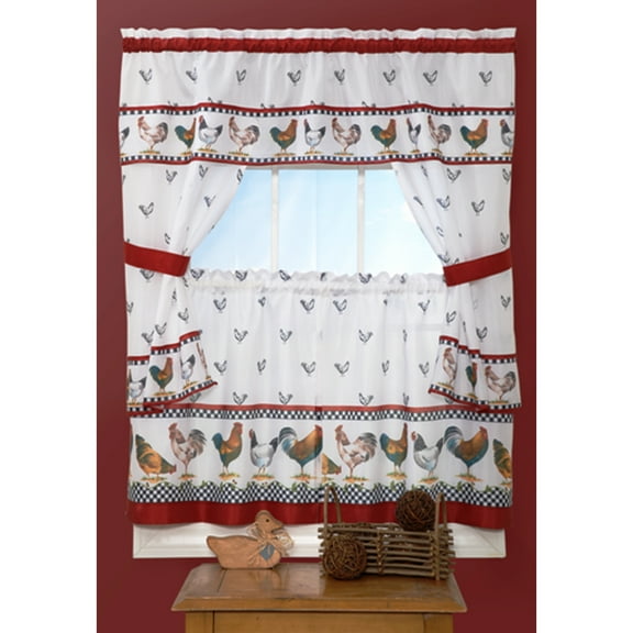 Top Of The Morning Kitchen Curtain Tier & Swag Set - 24 in. Long