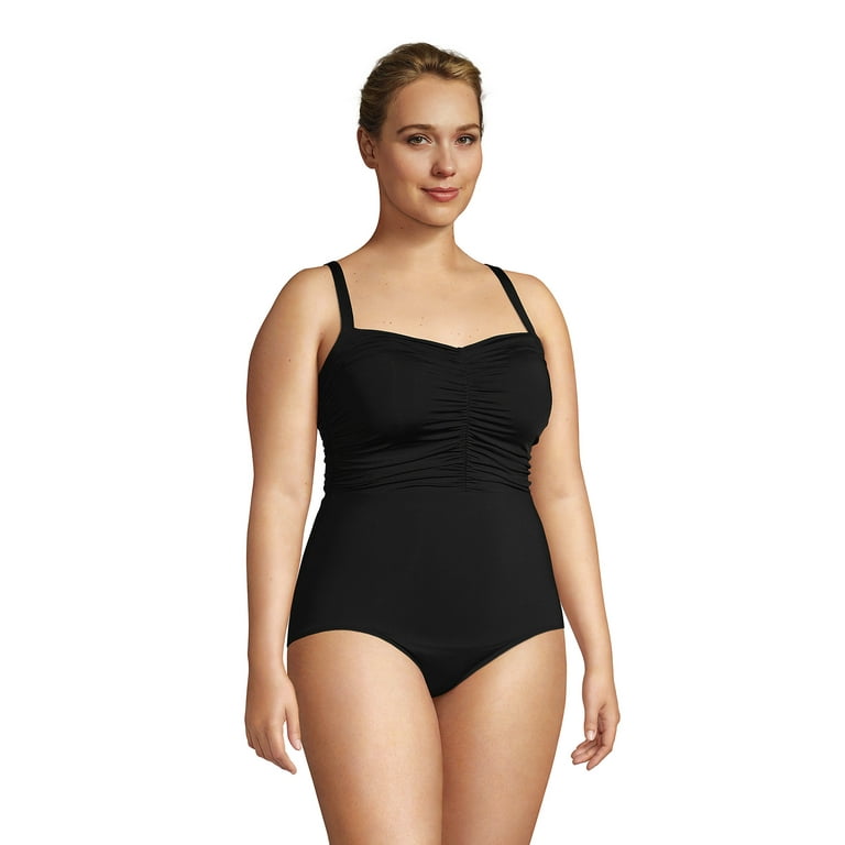 Lands' End Women's Plus Size Chlorine Resistant Tummy Control Sweetheart  One Piece Swimsuit Adjustable Straps 