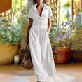 thumbnail image 5 of Karymi Solid Shirt Maxi Dress, Button Down Collared Short Sleeve A-Line Long Dress with Pockets, Casual Flowy Summer Dress Sundress, 5 of 5
