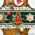 thumbnail image 4 of Green Buffalo Plaid Snowflakes Christmas Table Runner, Seasonal Winter Kitchen Dining Table Decoration for Home Party Decor 13x72 Inch, 4 of 6
