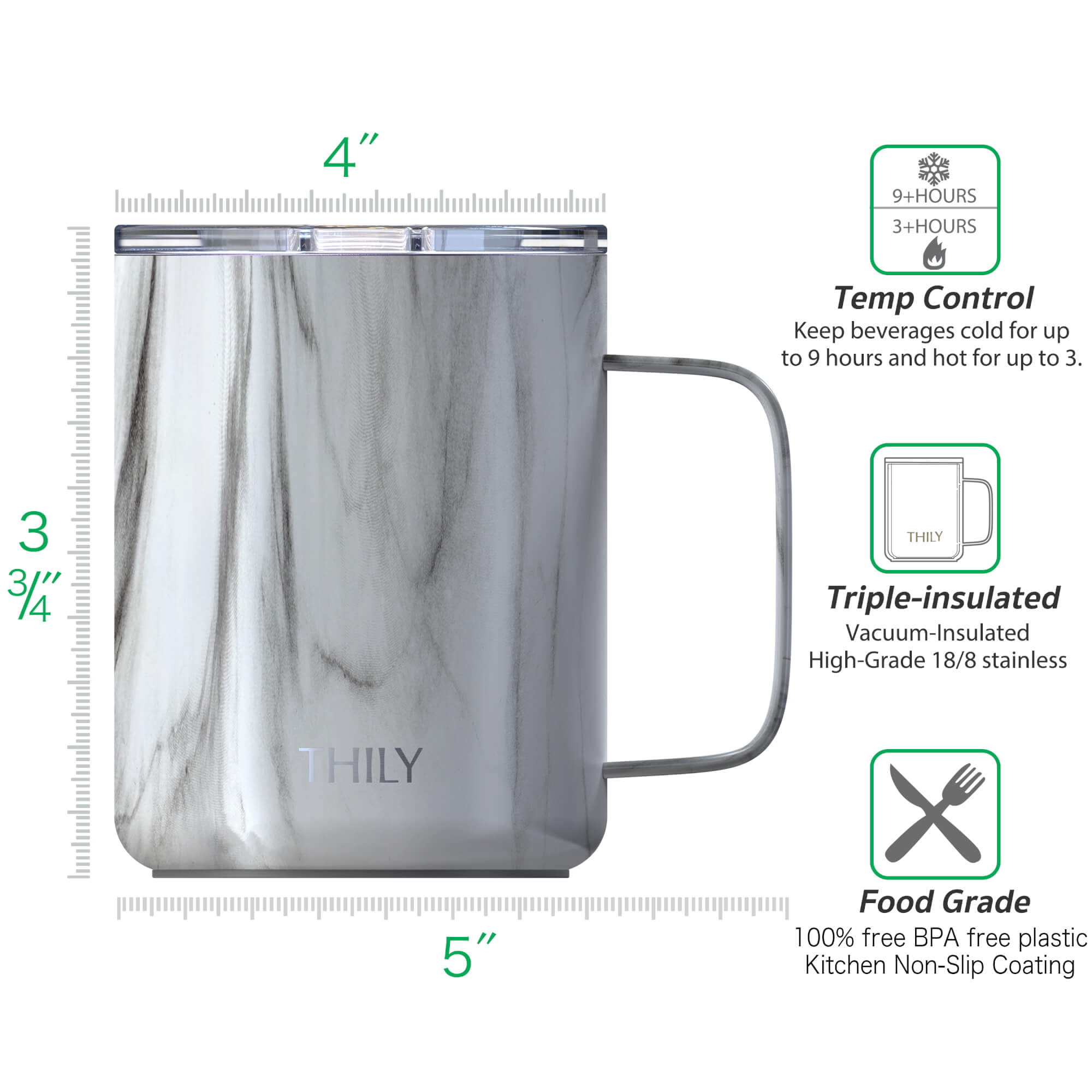 BTäT- Insulated Stackable Coffee Mugs (12oz, 350ml) set of 4